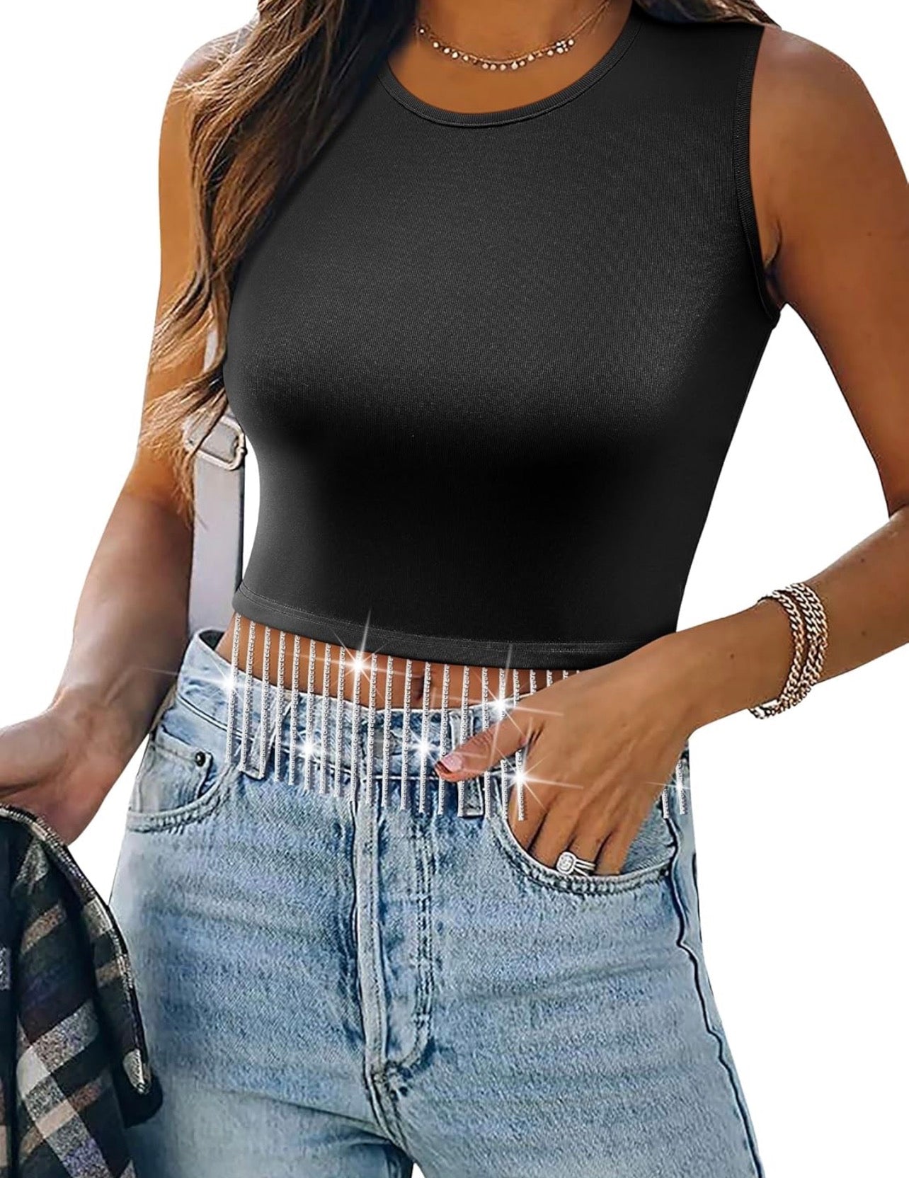 Customized Rhinestone Crop Top